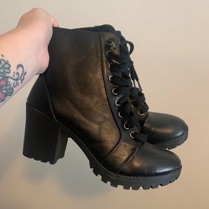 Lace-Up Heeled Boots